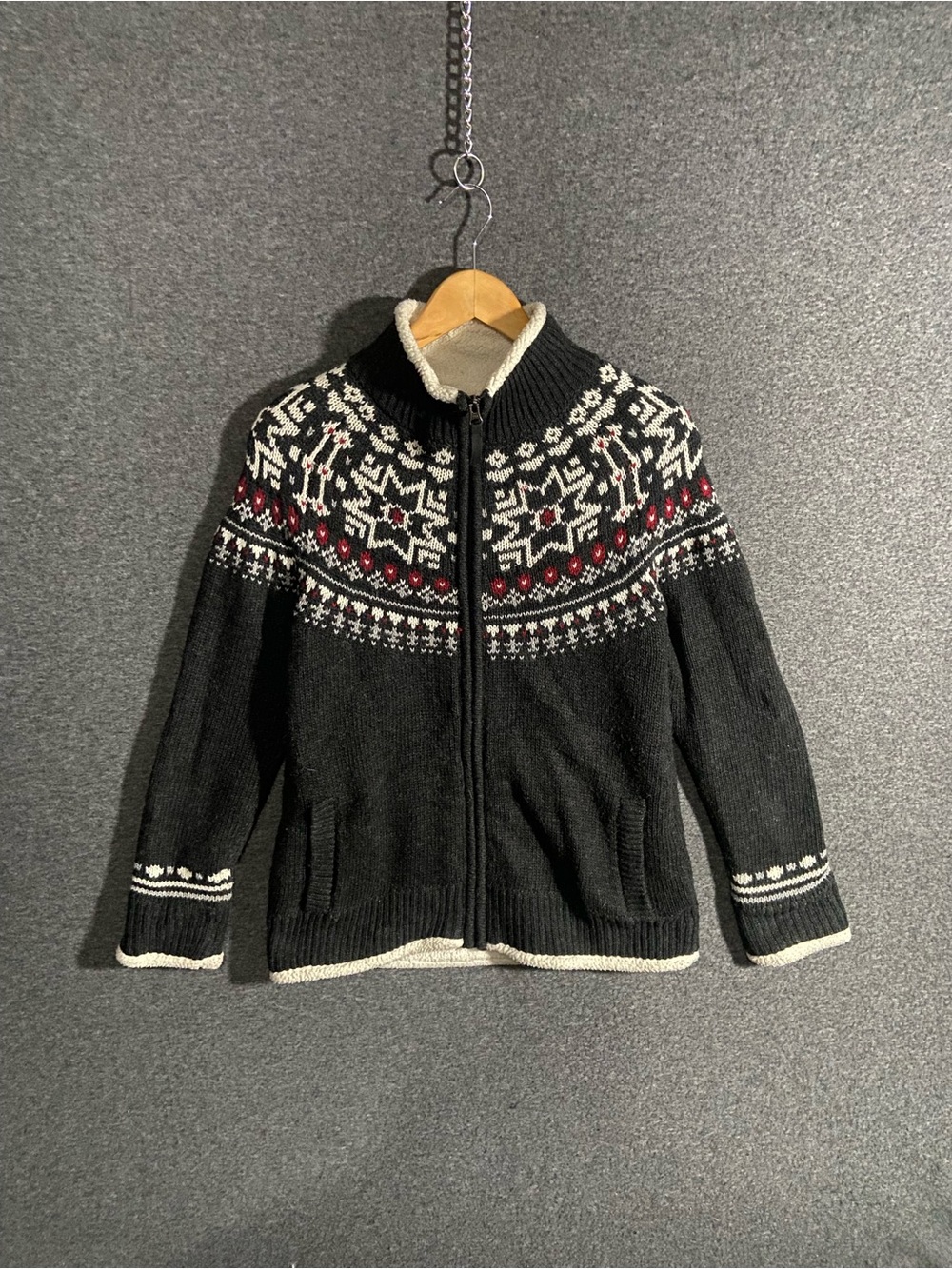 Sunice Stormpack Womens Small Fair Isle Knit Full Zip Sweater Jacket Sherpa Line